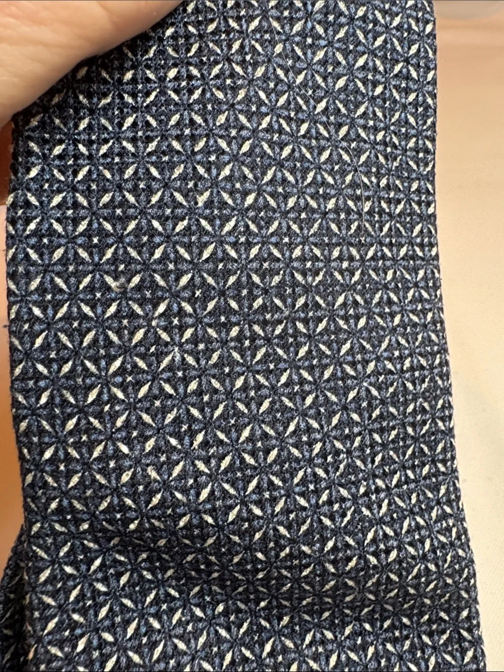 Ermenegildo Zegna Blue Black Patterned Silk Tie